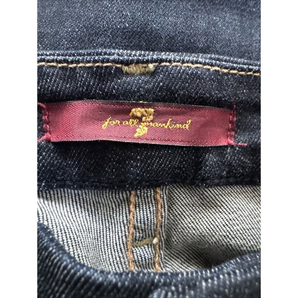 Size 28 7 For All Mankind Women’s Skinny Ankle Jeans Stretchy Dark Wash - Picture 2 of 9